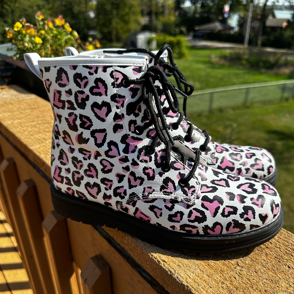 Sketcher Leopard Print Combat Boots